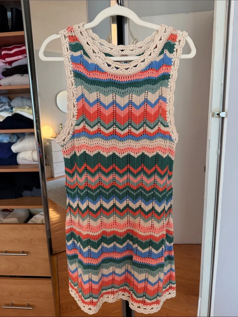 Free People Multicolor Chevron Crochet Mini Dress